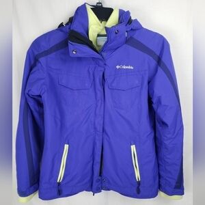Columbia 3 in 1 Purple/Lime Green Interchangeable Coat with Detachable Hood Sz M